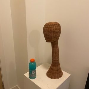 Vintage wicker wig stand long neck. Great condition. Wicker. Woven.